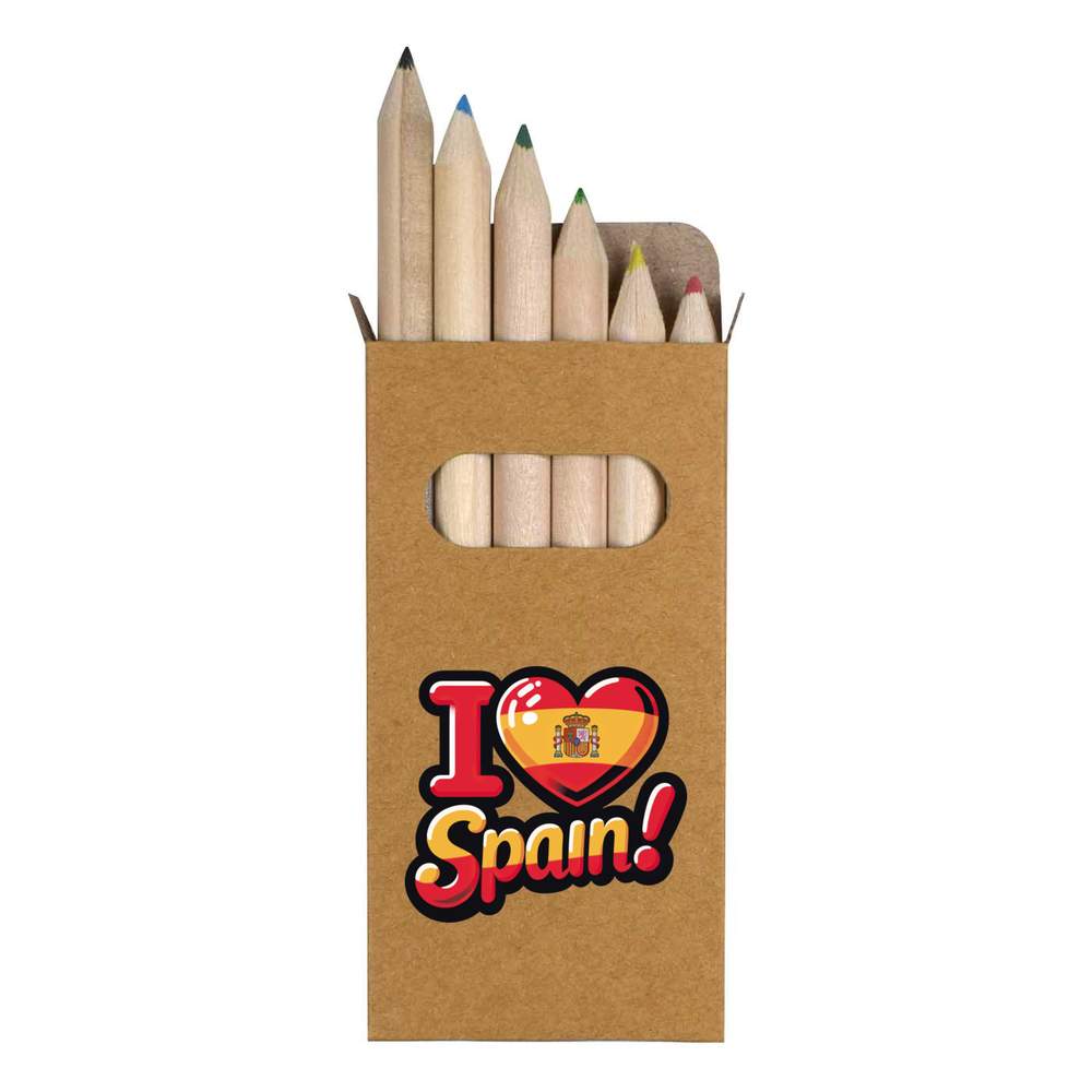 6 x 'I Love Spain!' Short 85mm Pencils / Coloured Pencil Set (PE00069324)