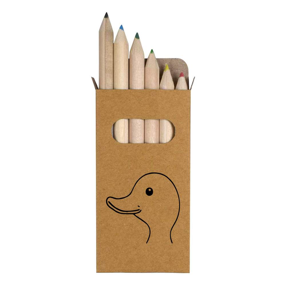 6 x 'Rubber Duck Head' Short 85mm Pencils / Coloured Pencil Set (PE00071282)