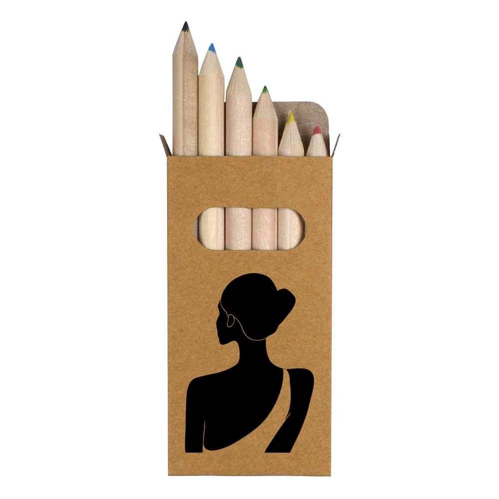 6 x ' Minimalist Woman's Back' Short 85mm Pencils / Coloured Pencil Set (PE00073940)