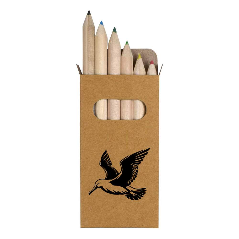 6 x 'Flying Albatross' Short 85mm Pencils / Coloured Pencil Set (PE00074728)