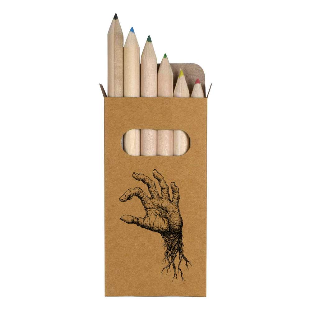 6 x 'Zombie Hand' Short 85mm Pencils / Coloured Pencil Set (PE00076542)