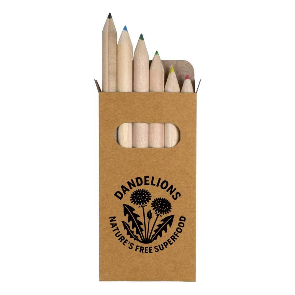 6 x 'Dandelions, Natures Free Superfood' Short 85mm Pencils / Coloured Pencil Set (PE00077698)