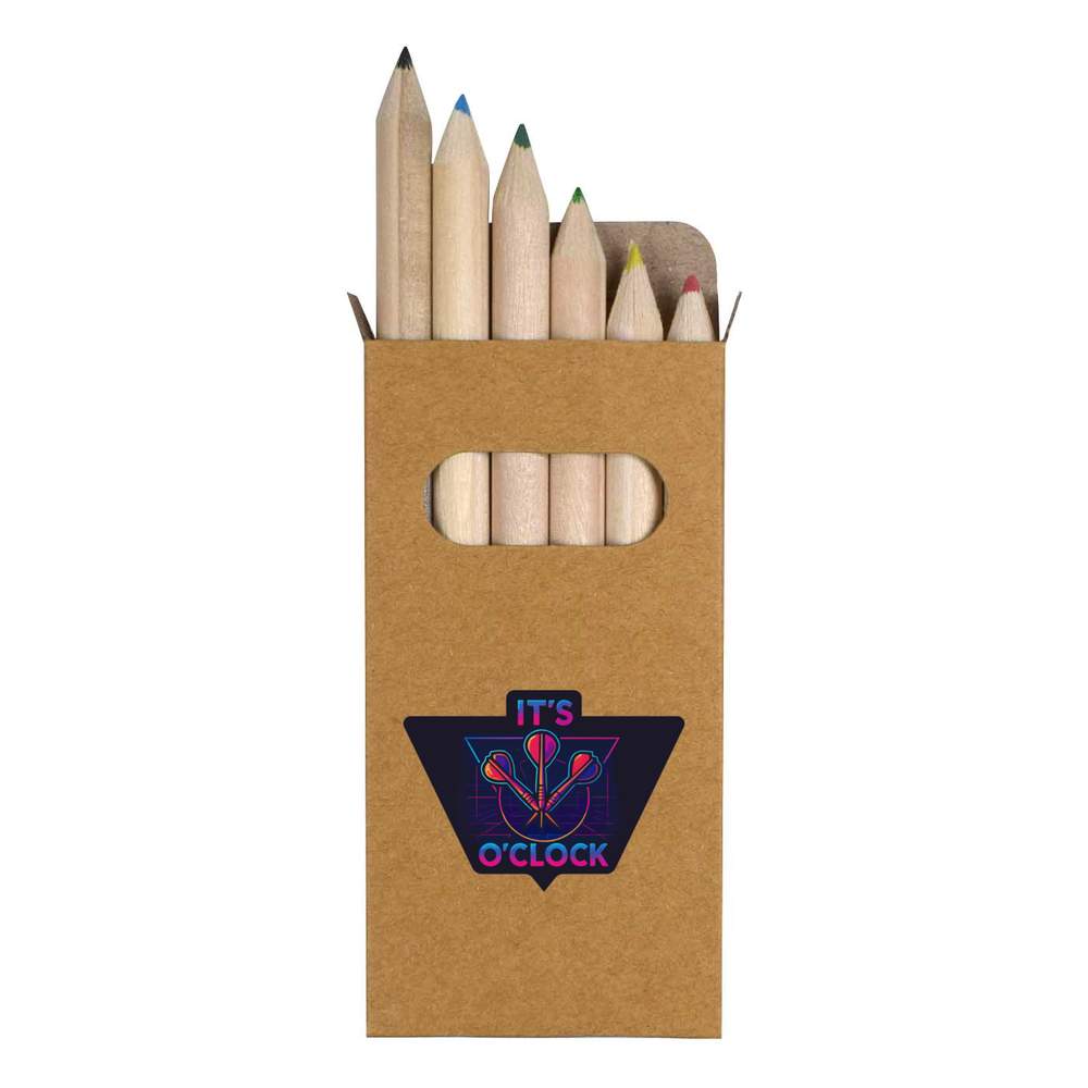6 x 'It's Darts O'Clock' Short 85mm Pencils / Coloured Pencil Set (PE00078324)