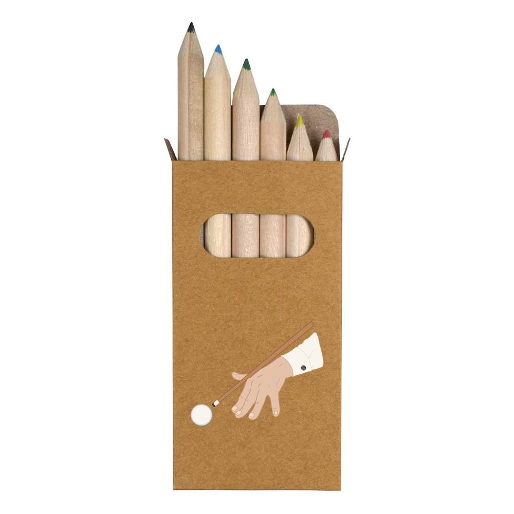 6 x 'Snooker Player Hand' Short 85mm Pencils / Coloured Pencil Set (PE00078698)