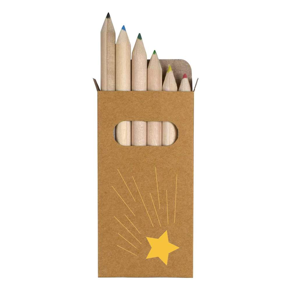6 x 'A Shooting Star Speeding By' Short 85mm Pencils / Coloured Pencil Set (PE00080712)