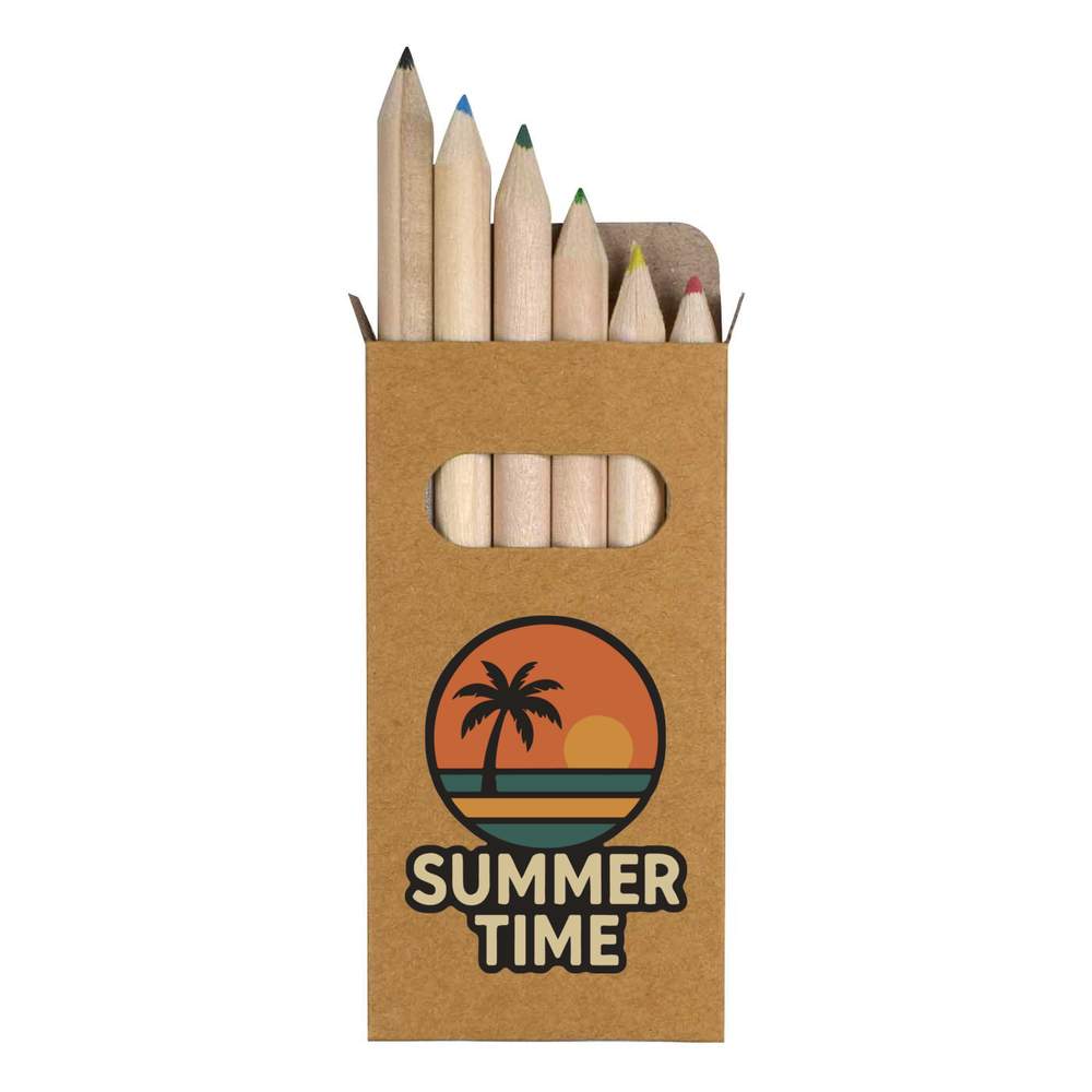 6 x 'Summer Time' Short 85mm Pencils / Coloured Pencil Set (PE00083000)