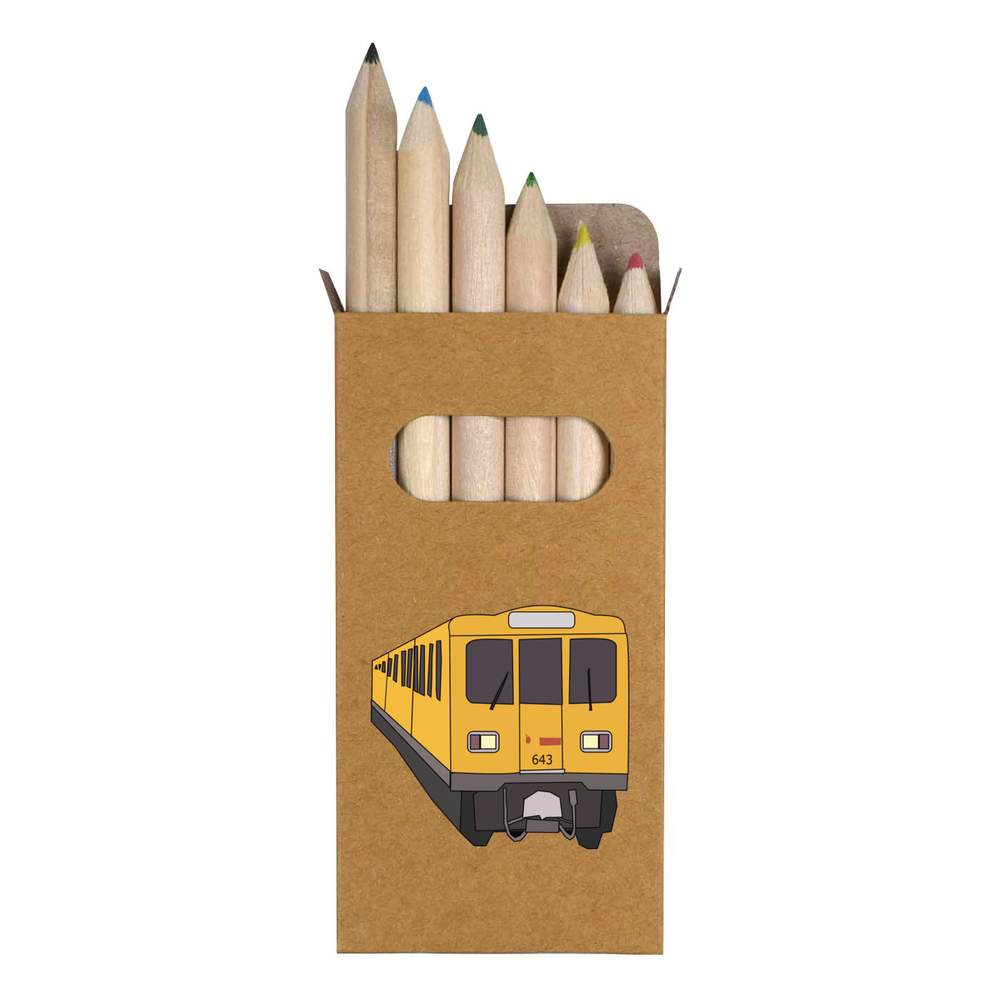 6 x 'Tram for City Transportation' Short 85mm Pencils / Coloured Pencil Set (PE00084920)