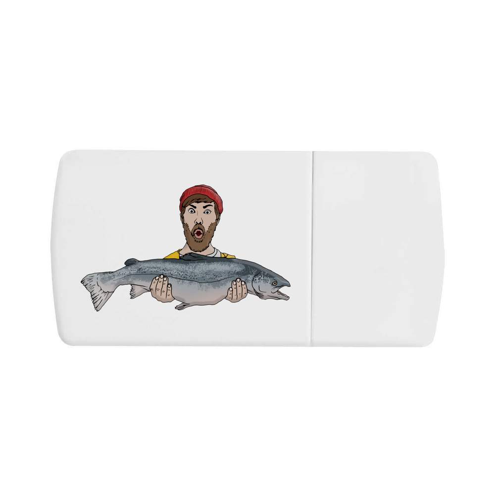 'Fisherman Holding Fish' Pill Box with Tablet Splitter (PI00012973)