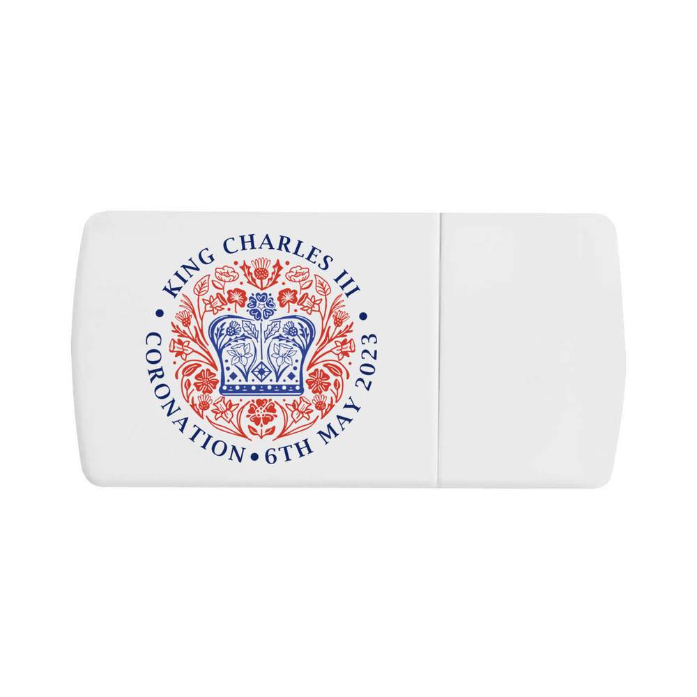 'King Charles Coronation Emblem' Pill Box with Tablet Splitter (PI00020967)
