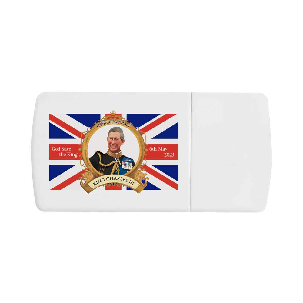 'King's Coronation Union Jack Flag' Pill Box with Tablet Splitter (PI00021049)