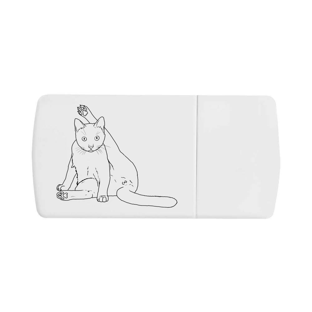 'Cat Cleaning It's Bum' Pill Box with Tablet Splitter (PI00021191)