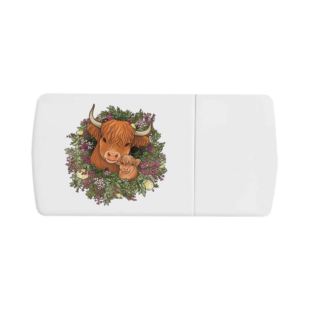 'Highland Cow Mother & Baby' Pill Box with Tablet Splitter (PI00029549)