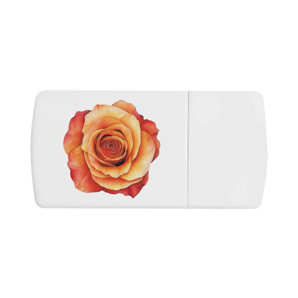 'Orange Rose Top View' Pill Box with Tablet Splitter (PI00033498)