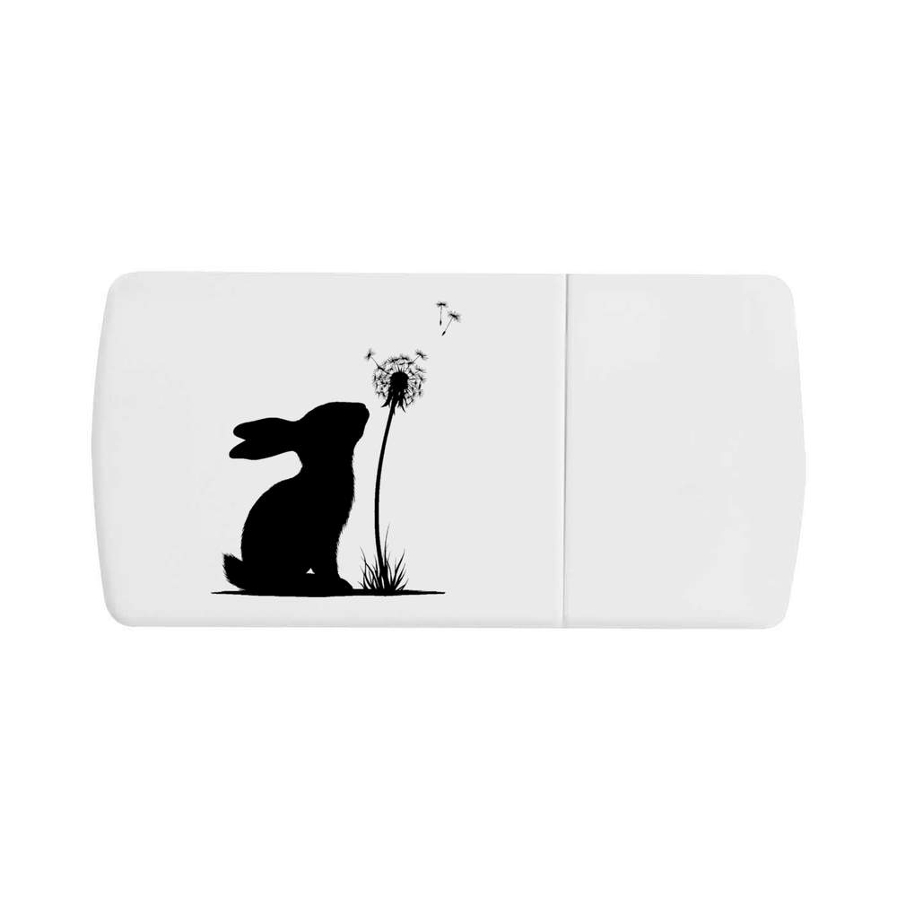 'Rabbit Sitting with Dandelion Silhouette' Pill Box with Tablet Splitter (PI00035716)