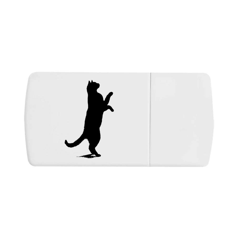 'Cat on Hind Legs Silhouette' Pill Box with Tablet Splitter (PI00035717)