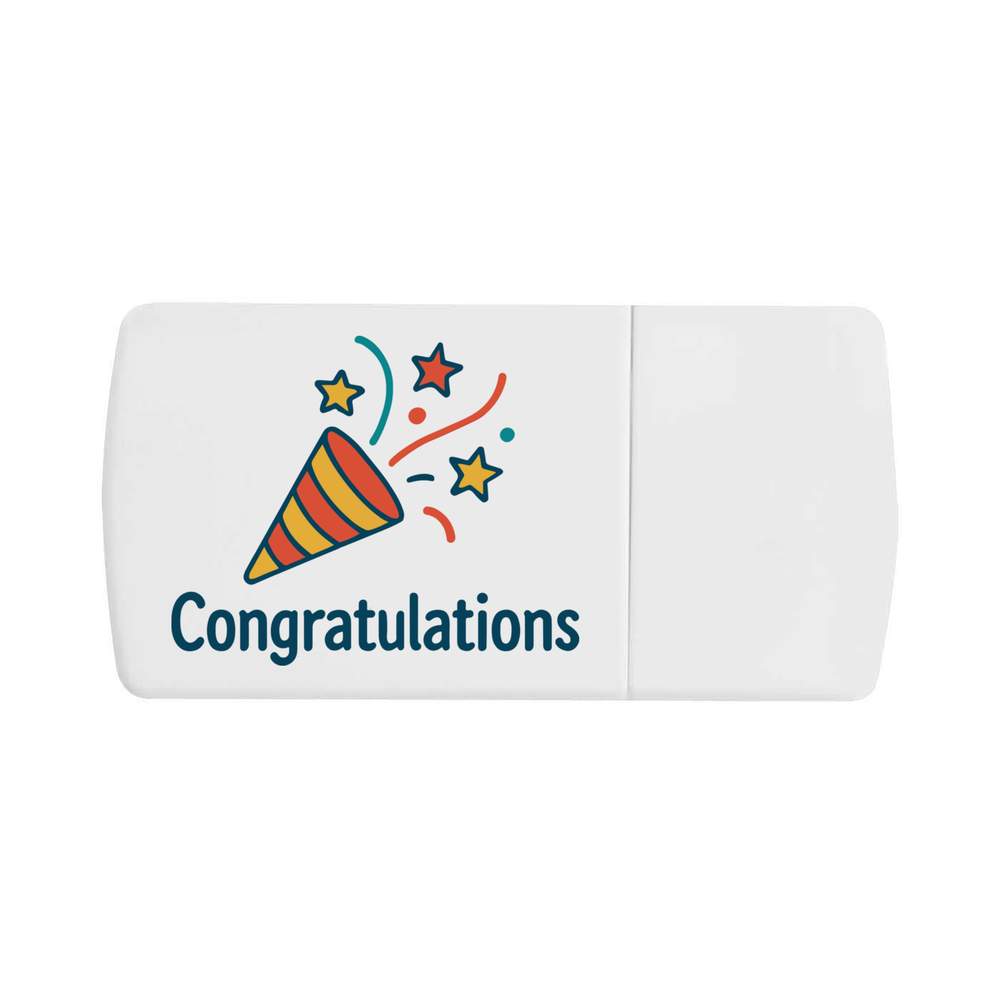 'Congratulations Party Popper' Pill Box with Tablet Splitter (PI00035923)