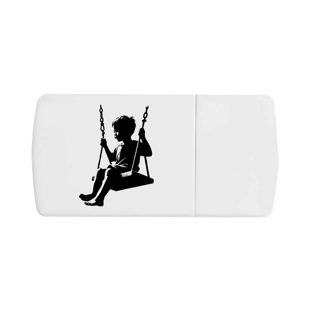 'Happy Boy Playing on Swing' Pill Box with Tablet Splitter (PI00037933)