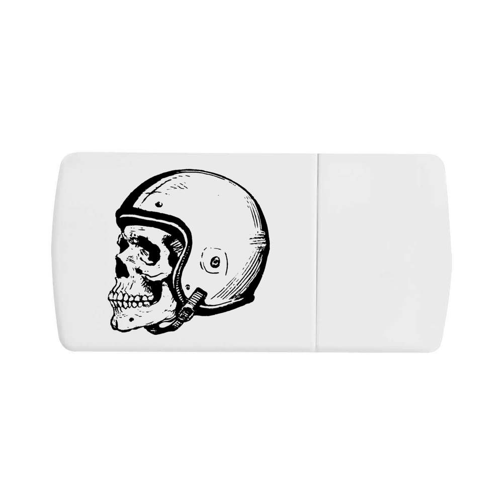 'Skull Wearing Motorbike Helmet' Pill Box with Tablet Splitter (PI00038433)