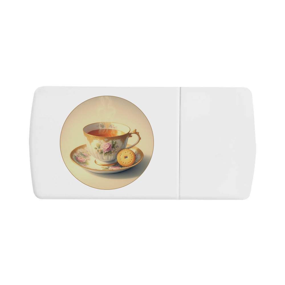 'Elegant Cup Of Tea' Pill Box with Tablet Splitter (PI00042056)