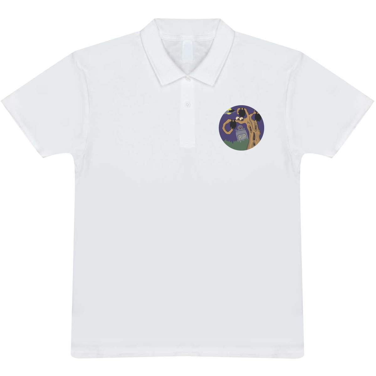 'Spooky Halloween Scene' Adult Polo Shirt / T-Shirt (L, White) (PL00109316)