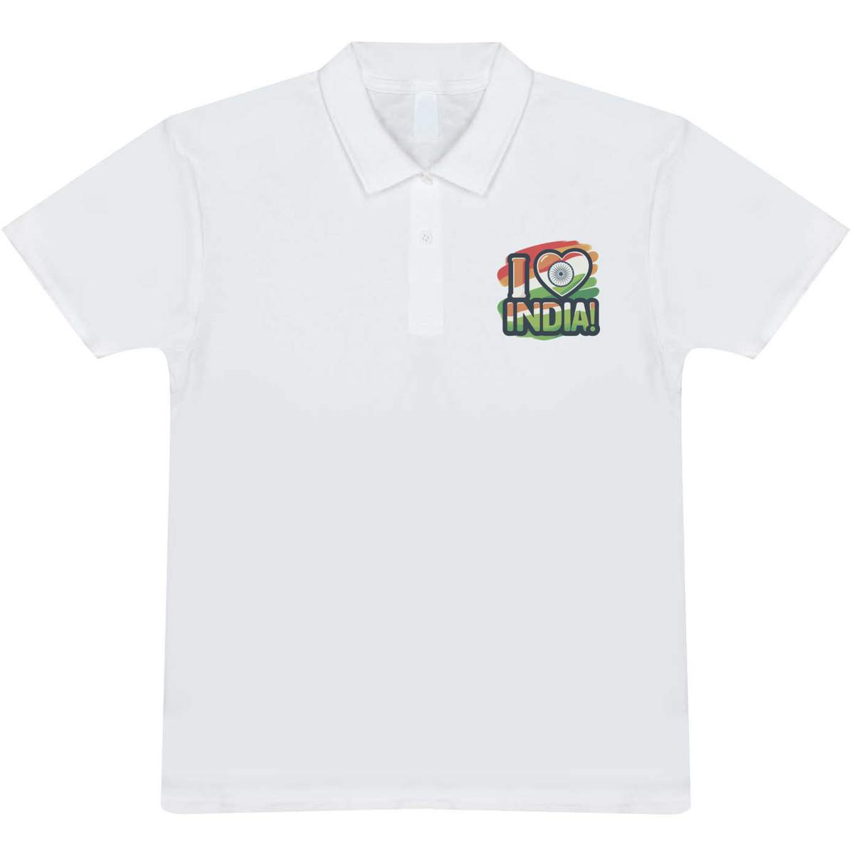 'I Love India!' Adult Polo Shirt / T-Shirt (L, White) (PL00292216)