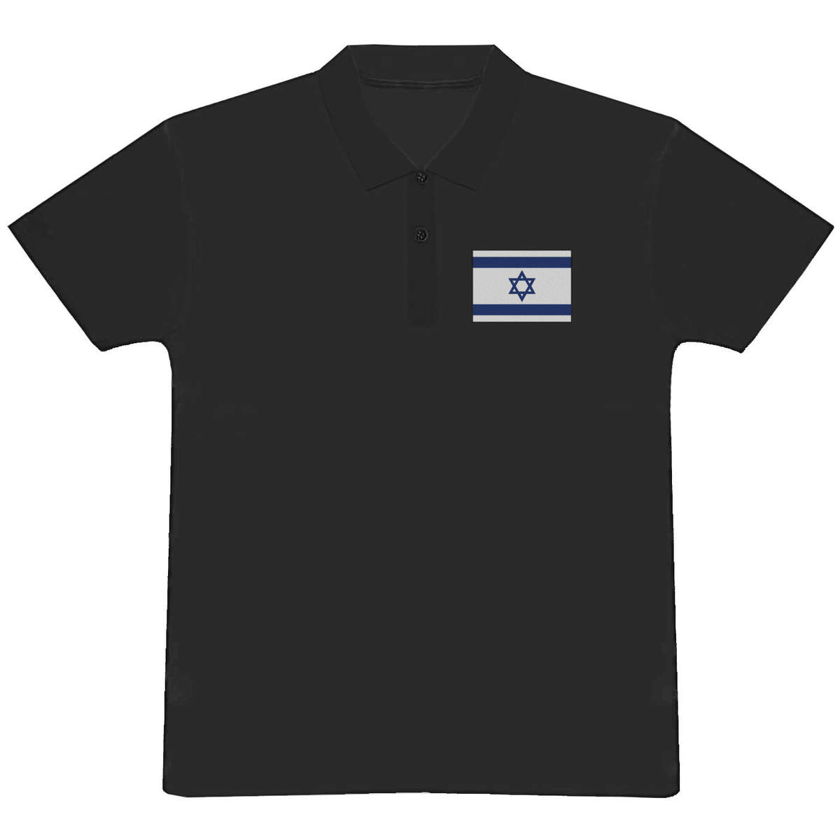 'Israel Flag' Adult Polo Shirt / T-Shirt (L, Black) (PL00153092)