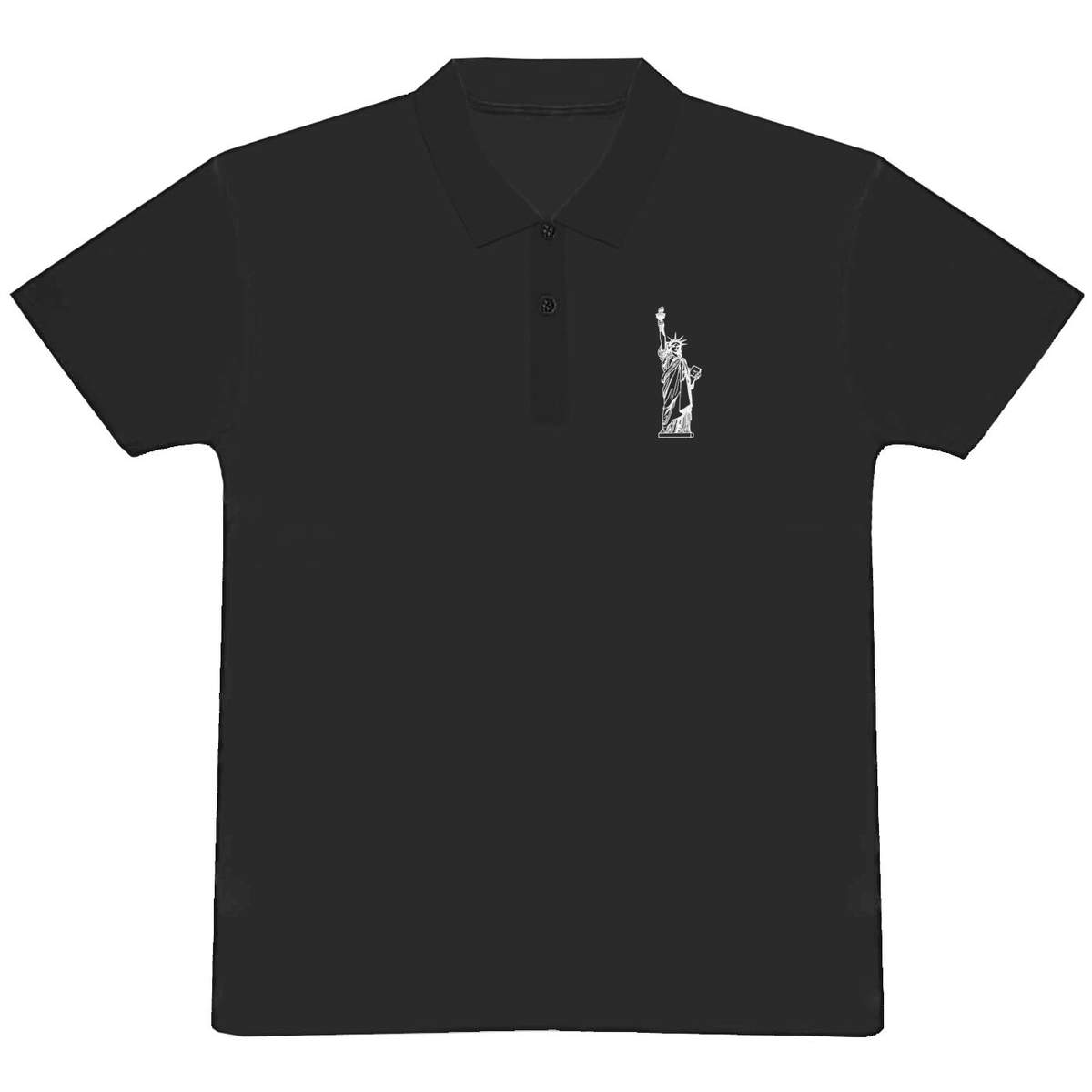'Statue Of Liberty' Adult Polo Shirt - Black, L - Adult 100% Cotton Collared Shirt for Work, Golf, Teams and Uniforms (PL00155024)