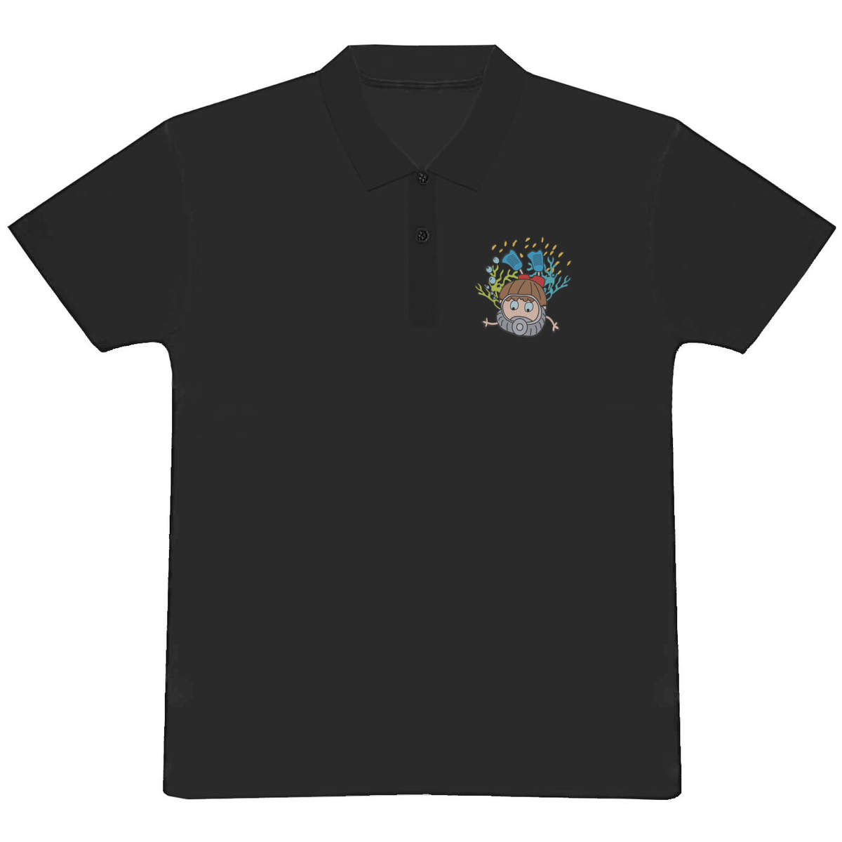 'Scuba Diver' Adult Polo Shirt / T-Shirt (L, Black) (PL00218534)