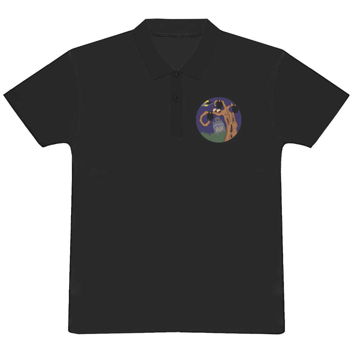 'Spooky Halloween Scene' Adult Polo Shirt / T-Shirt (L, Black) (PL00227126)
