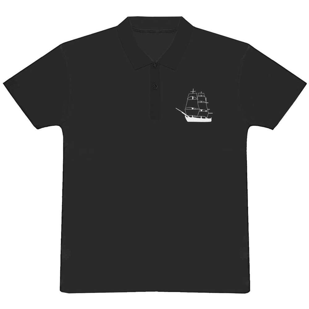 'Sailing Ship' Adult Polo Shirt / T-Shirt (M, Black) (PL00152371)