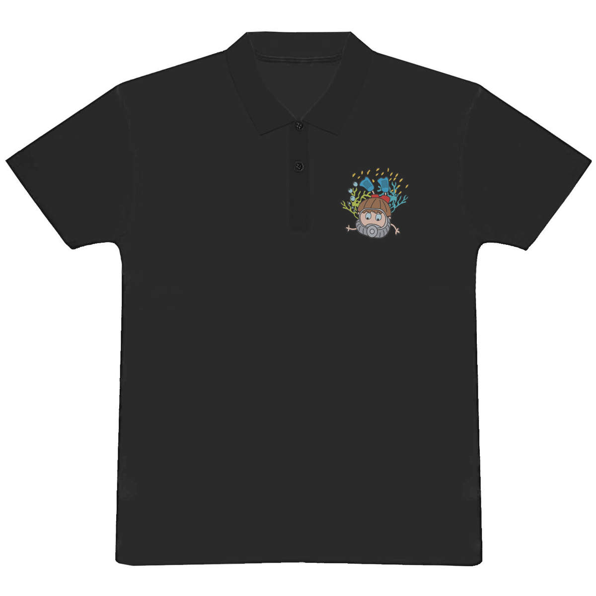 'Scuba Diver' Adult Polo Shirt - Black, M - Adult 100% Cotton Collared Shirt for Work, Golf, Teams and Uniforms (PL00218533)