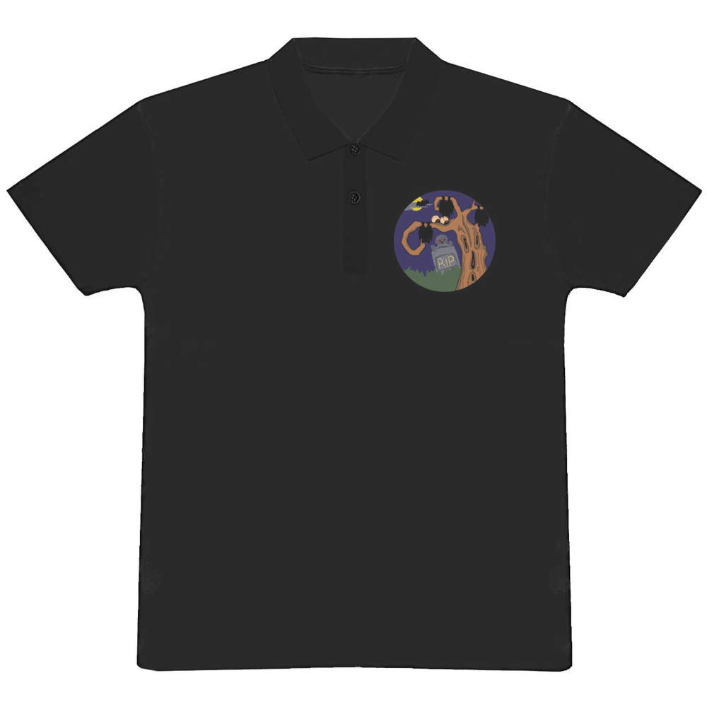 'Spooky Halloween Scene' Adult Polo Shirt / T-Shirt (M, Black) (PL00227125)