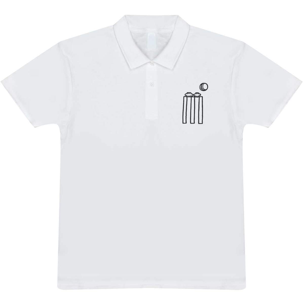'Cricket Wickets & Ball' Adult Polo Shirt / T-Shirt (S, White) (PL00002381)