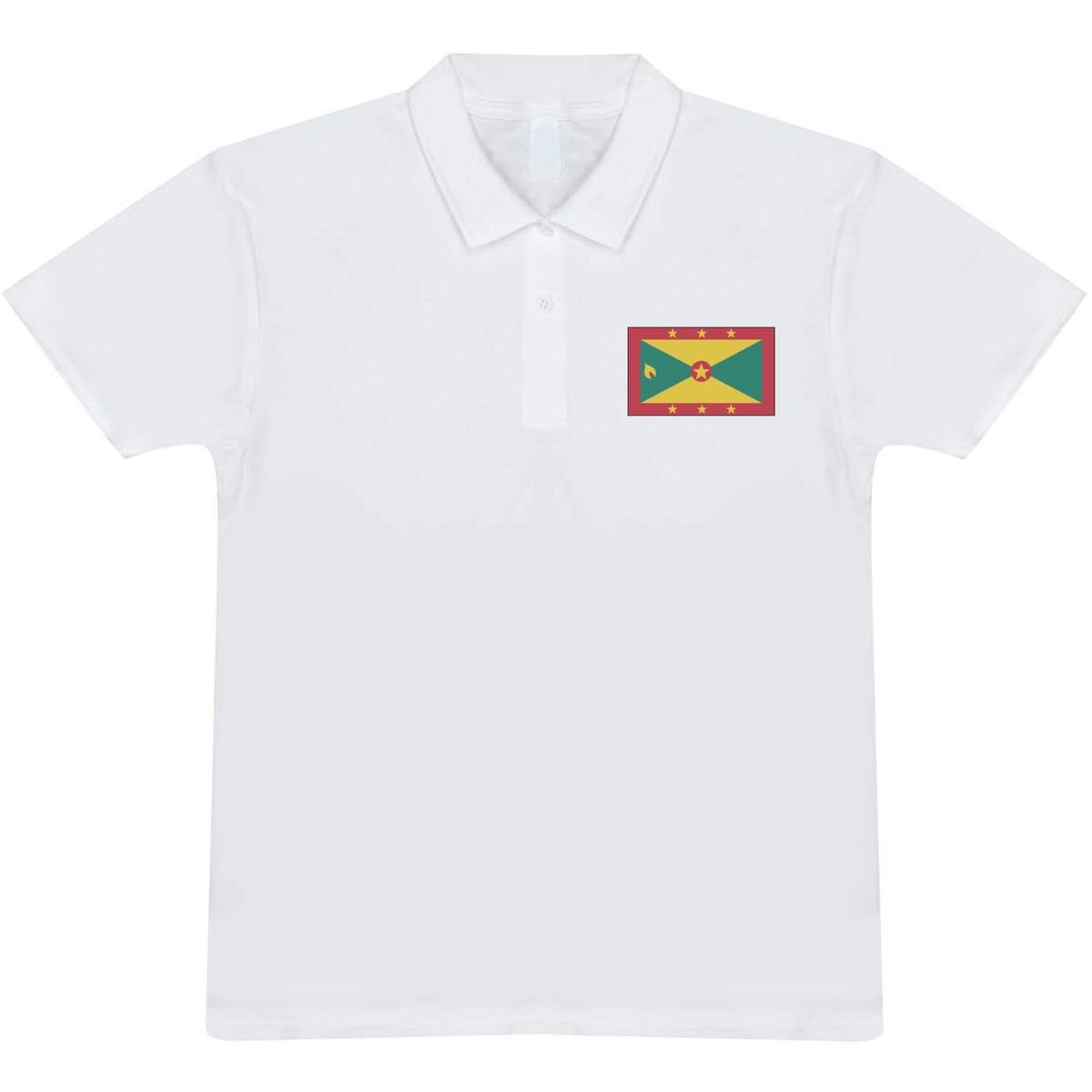 'Grenada Flag' Adult Polo Shirt / T-Shirt (S, White) (PL00016241)