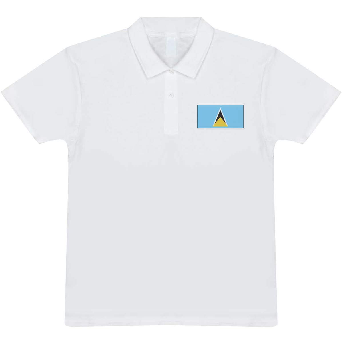 'Saint Lucia Flag' Adult Polo Shirt - White, S - Adult 100% Cotton Collared Shirt for Work, Golf, Teams and Uniforms (PL00016337)