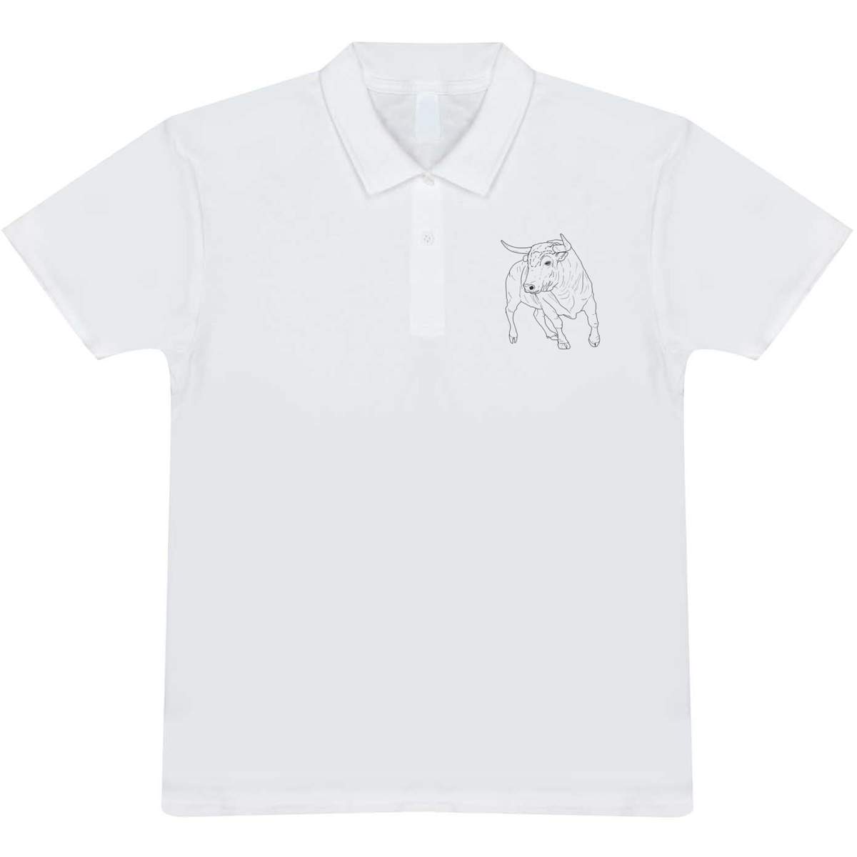 'Charging Bull' Adult Polo Shirt / T-Shirt (S, White) (PL00061873)