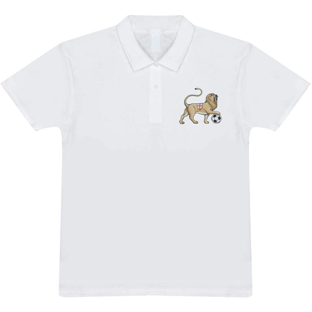 'England Lion & Football' Adult Polo Shirt / T-Shirt (PL043230) - Picture 7 of 8