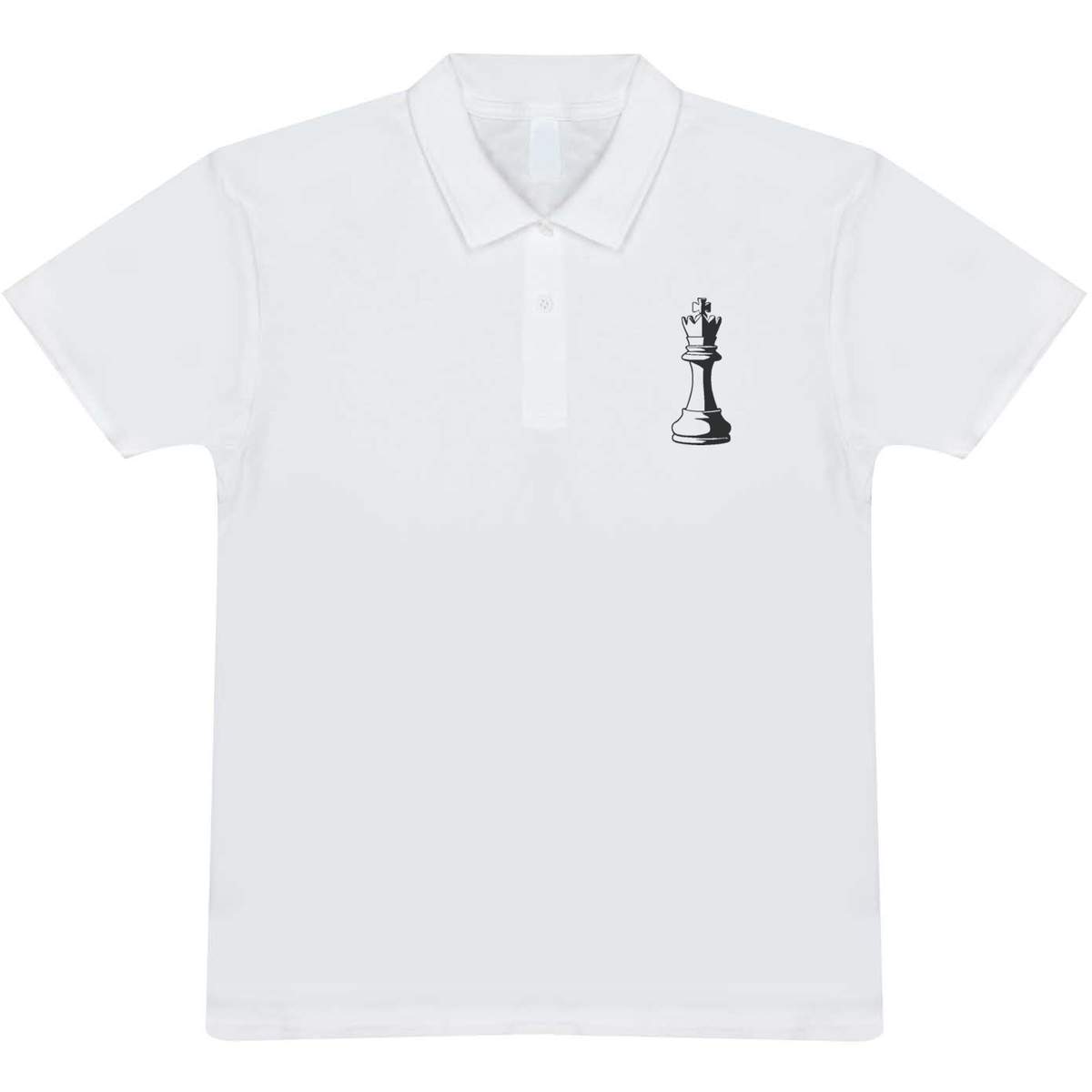 'King Chess Piece' Adult Polo Shirt - White, S - Adult 100% Cotton Collared Shirt for Work, Golf, Teams and Uniforms (PL00248374)