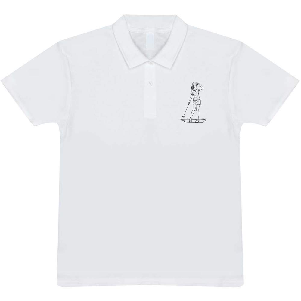 'Lady Playing Golf' Adult Polo Shirt / T-Shirt (PL047805)