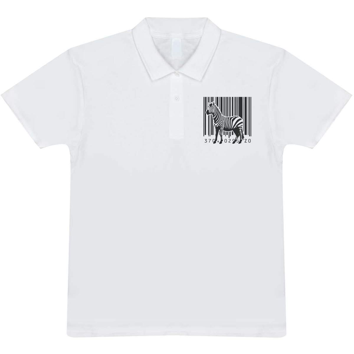 'Barcode Zebra Stripes' Adult Polo Shirt / T-Shirt (S, White) (PL00283414)