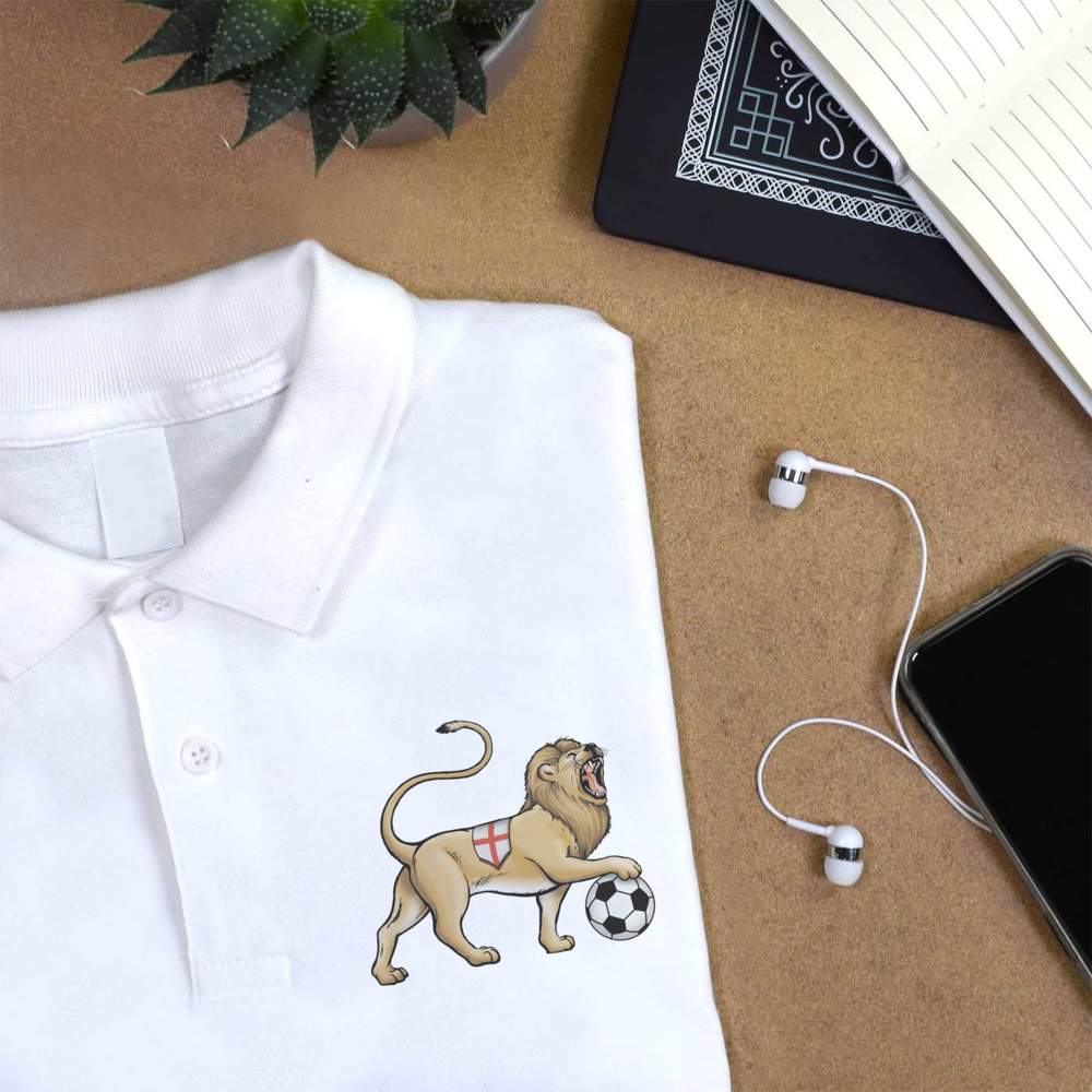 'England Lion & Football' Adult Polo Shirt / T-Shirt (PL043230) - Picture 8 of 8