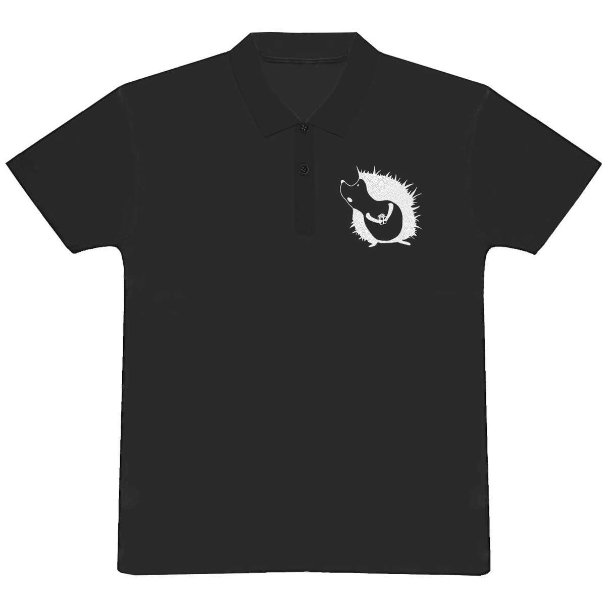 'Hedgehog With Present' Adult Polo Shirt / T-Shirt (PL004906)