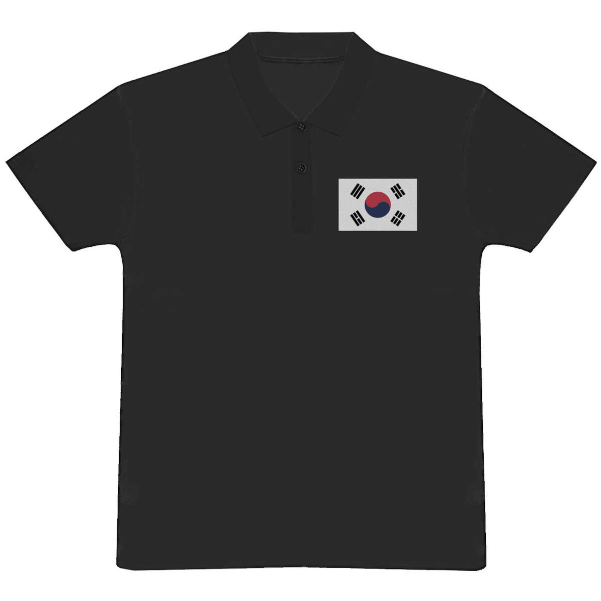 'South Korea Flag' Adult Polo Shirt / T-Shirt (S, Black) (PL00153036)