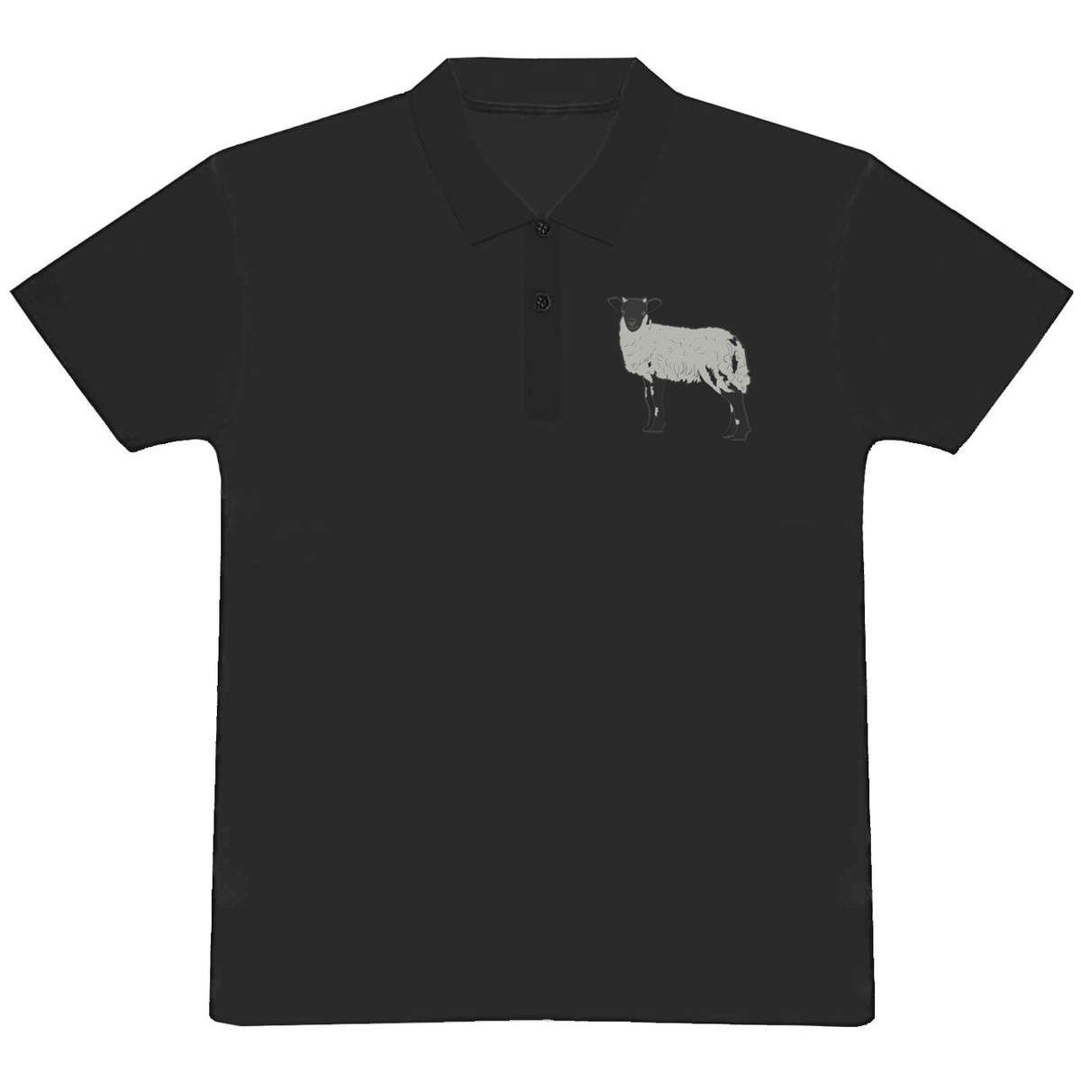 'Black & White Sheep' Adult Polo Shirt / T-Shirt (S, Black) (PL00174432)