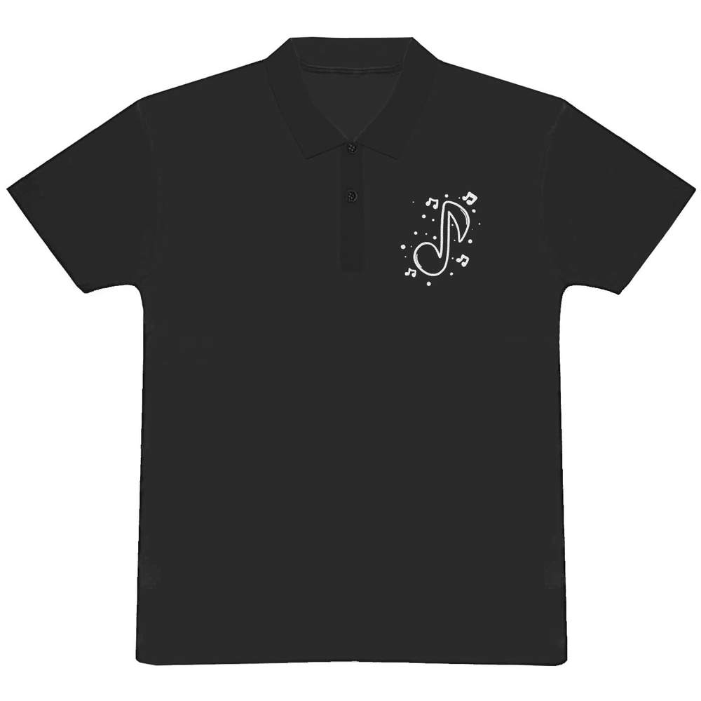 'Music Notes' Adult Polo Shirt / T-Shirt (S, Black) (PL00181386)