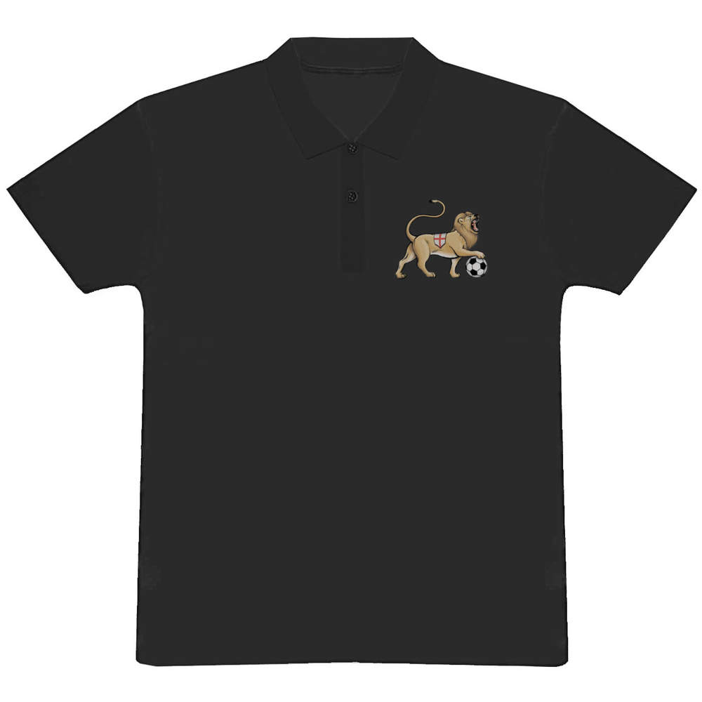 'England Lion & Football' Adult Polo Shirt / T-Shirt (PL043230) - Picture 4 of 8