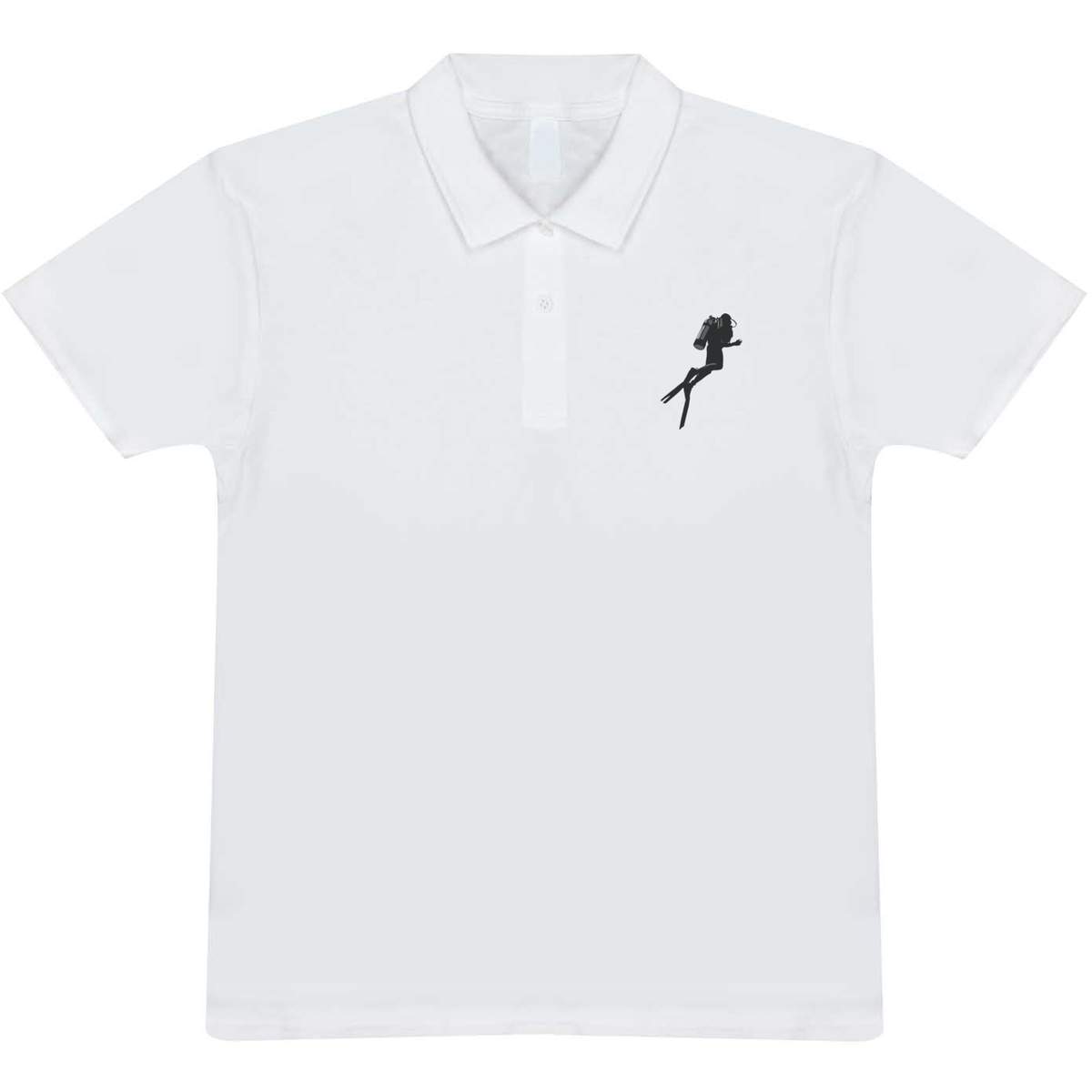 'Scuba Diver' Adult Polo Shirt - White, XL - Adult 100% Cotton Collared Shirt for Work, Golf, Teams and Uniforms (PL00020944)