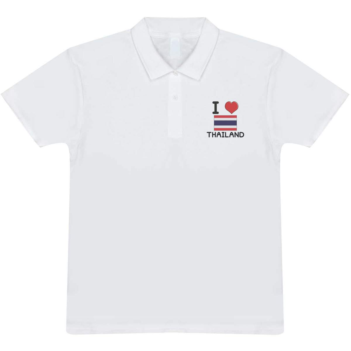 'I Love Thailand' Adult Polo Shirt / T-Shirt (XL, White) (PL00088507)
