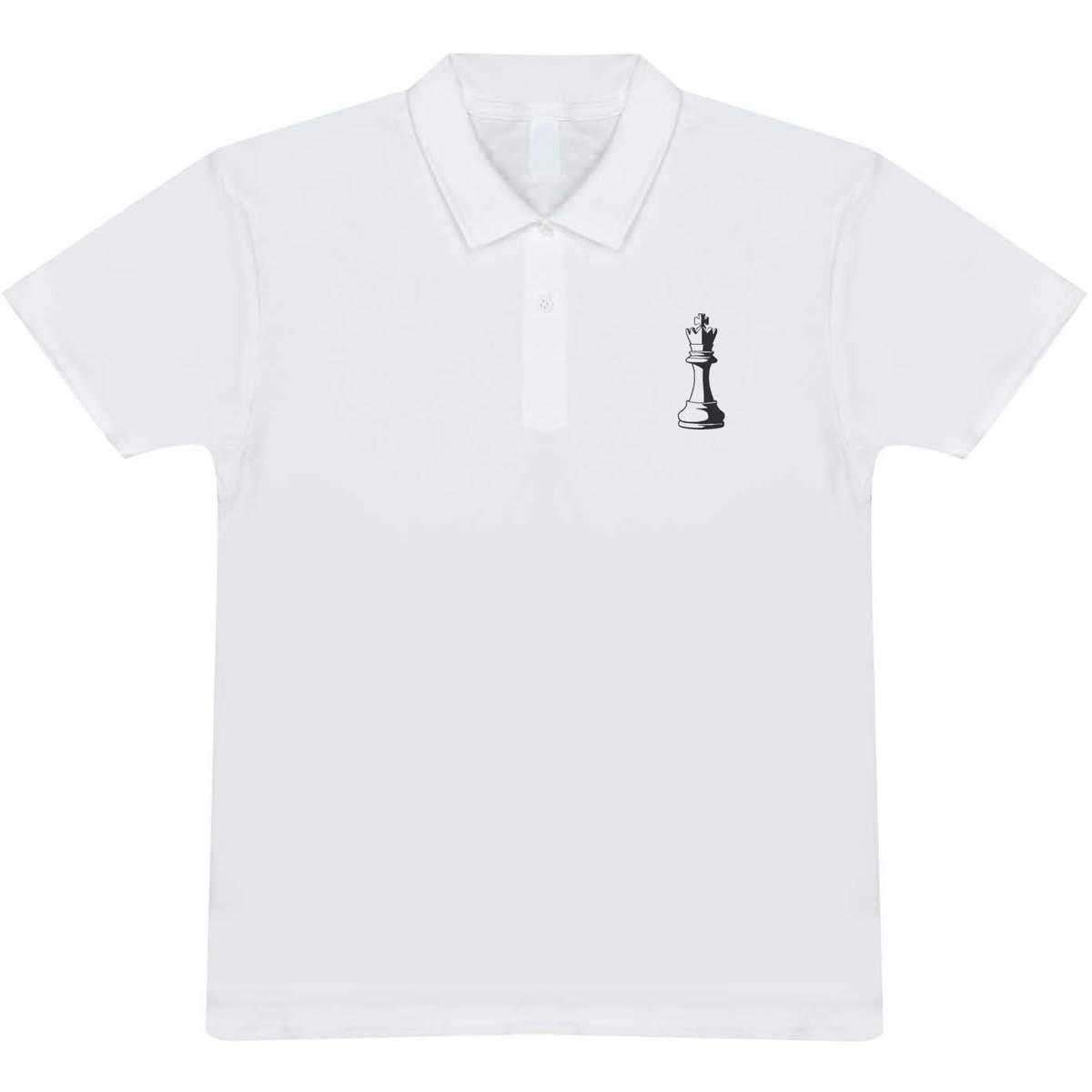 'King Chess Piece' Adult Polo Shirt - White, XL - Adult 100% Cotton Collared Shirt for Work, Golf, Teams and Uniforms (PL00248377)