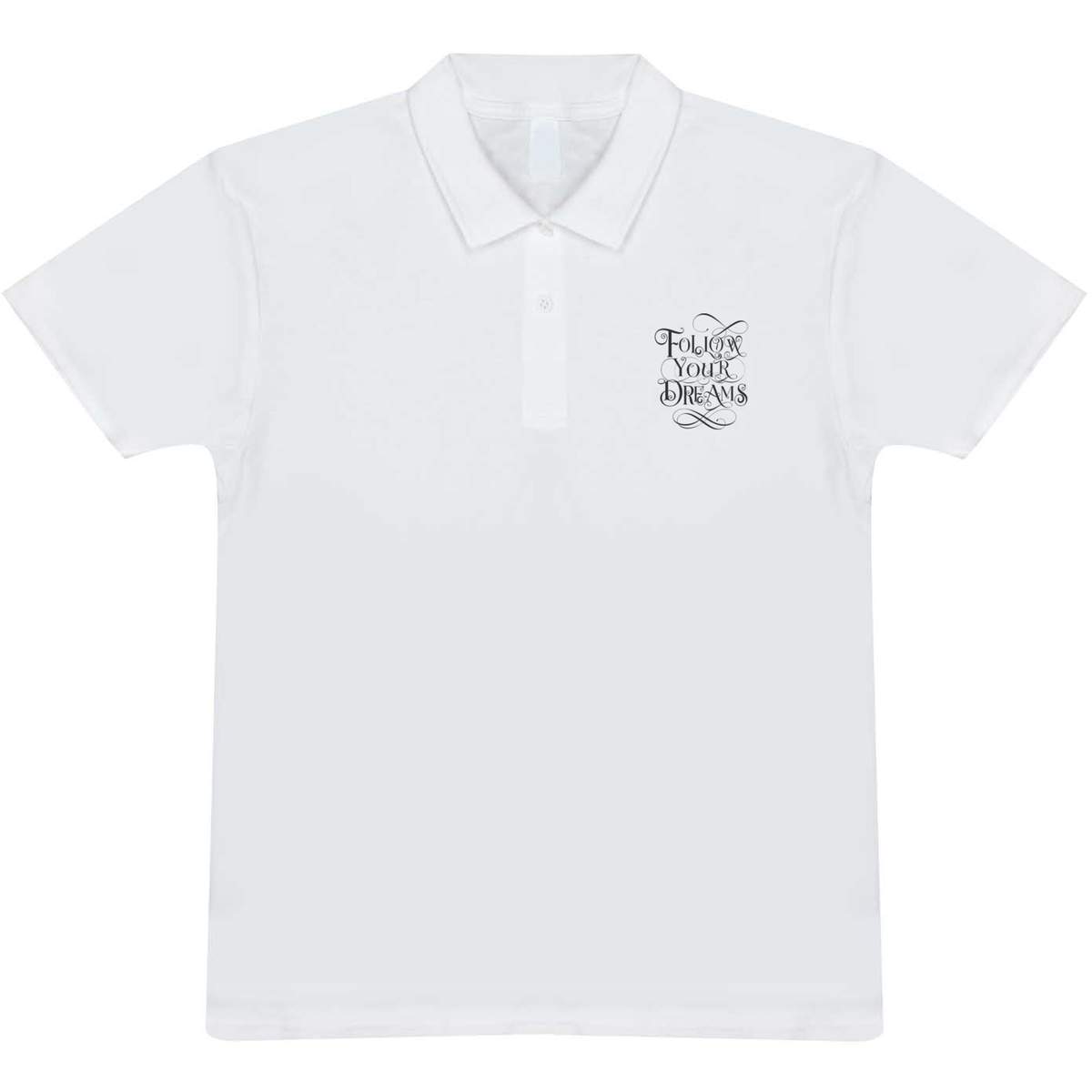 'Follow Your Dreams' Adult Polo Shirt / T-Shirt (XL, White) (PL00281937)